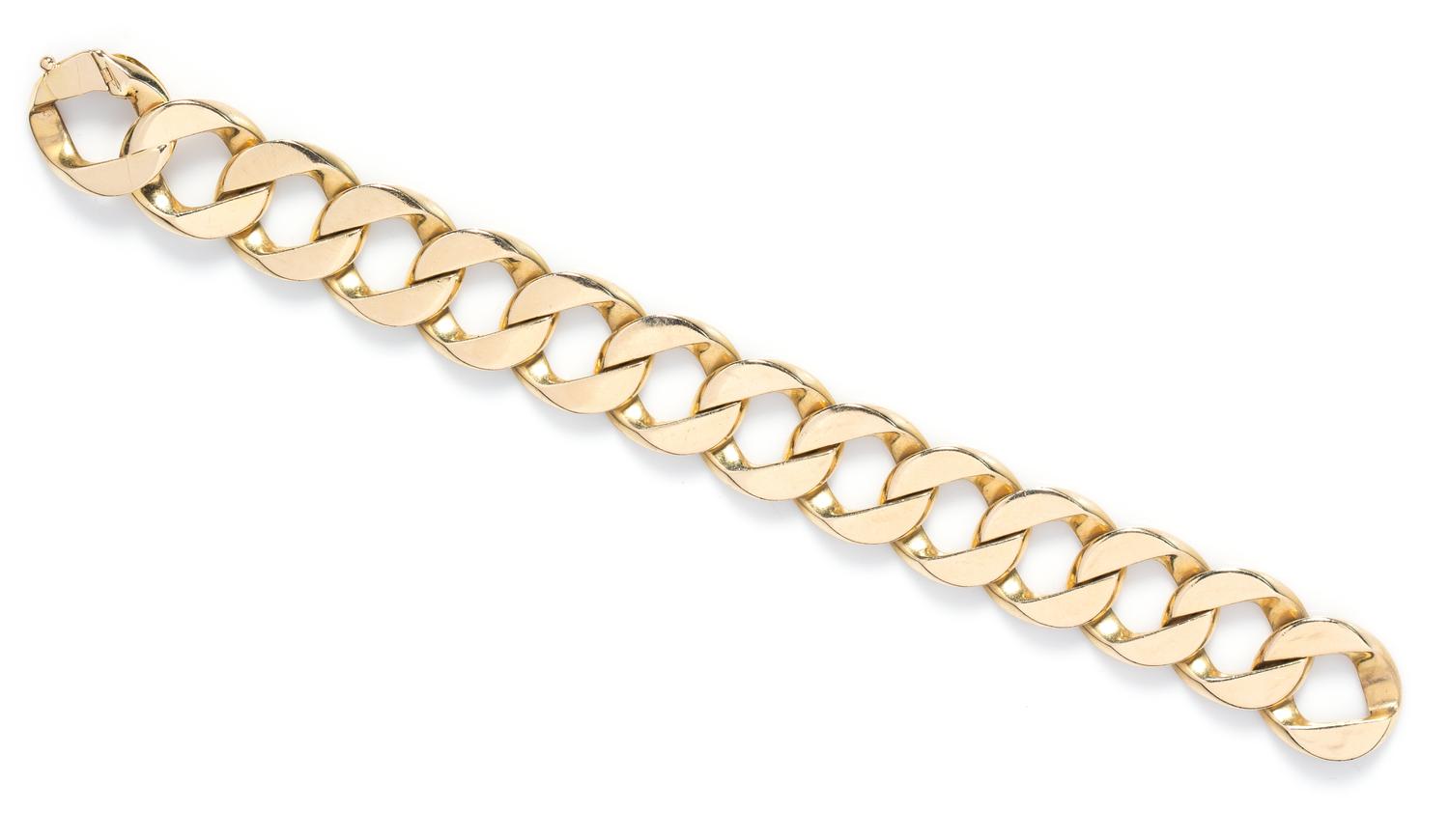 A 14 Karat Yellow Gold Flattened Curb Link Bracelet, 56.90 dwts.