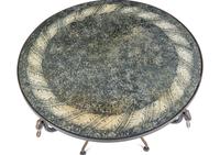 A Steel and Faux Scagliola-Painted Side Table