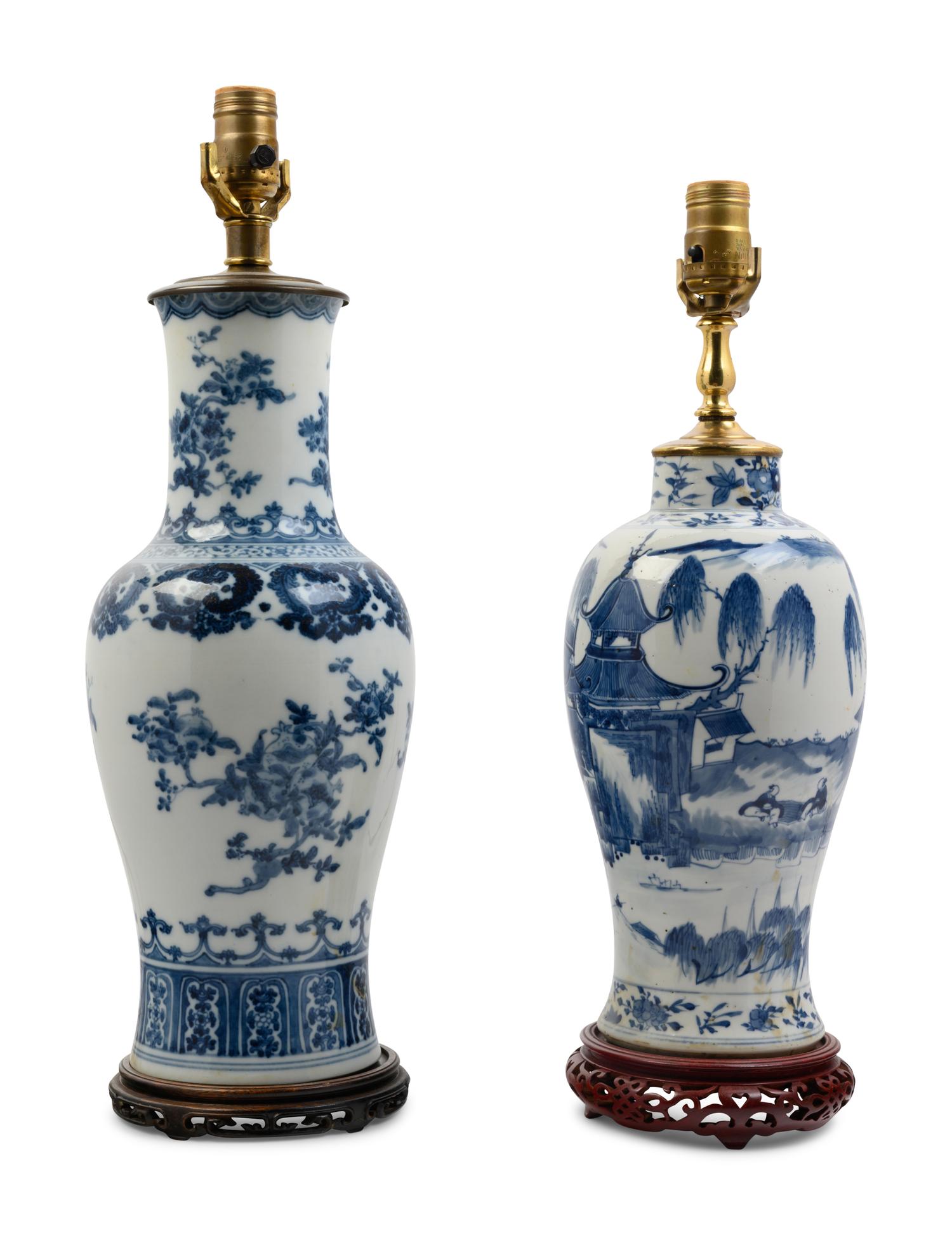 Two Chinese Porcelain Vases Mounted as Lamps