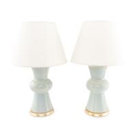 A Pair of Contemporary Light Blue-Glazed Table Lamps