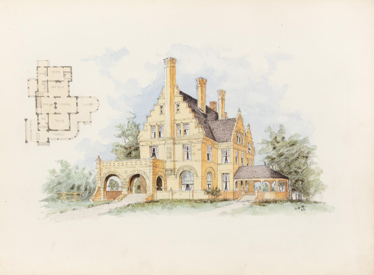 [ARCHITECTURE]. MATZ, Otto (1830-1919). Sketchbook, ca 1880-1885.