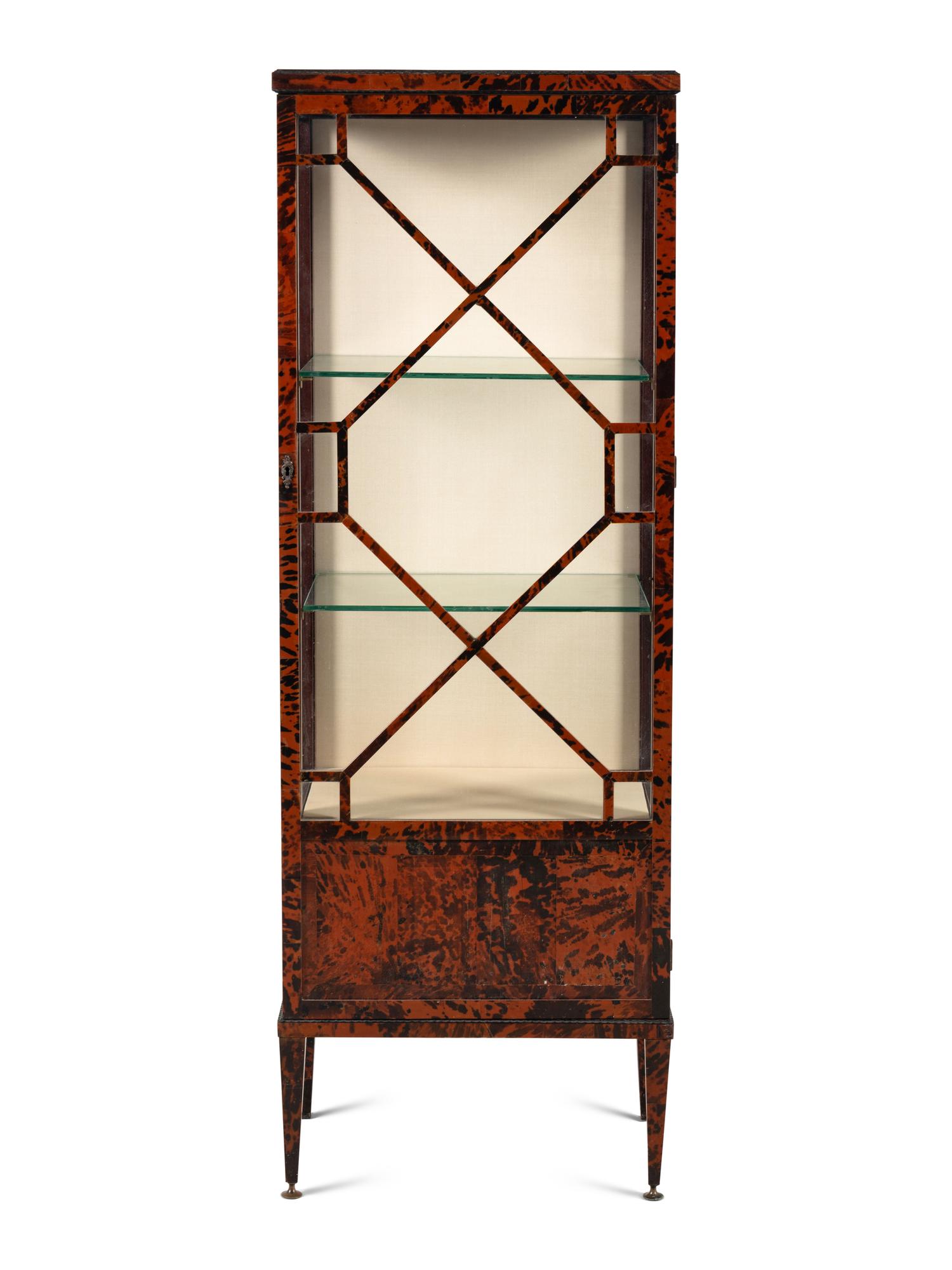 A Continental Tortoise Shell Veneered Vitrine