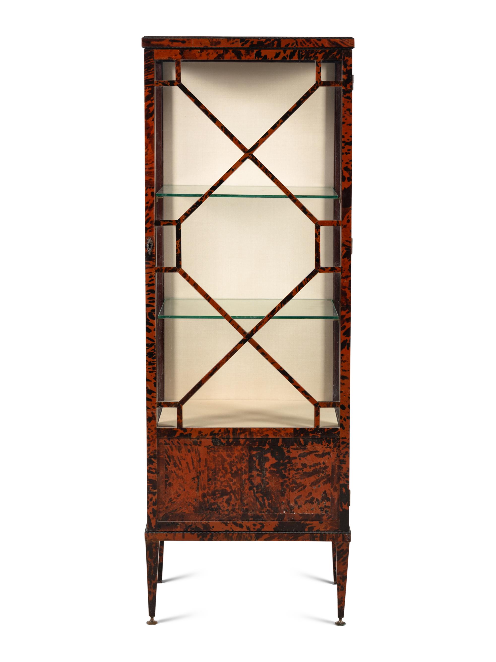 A Continental Tortoise Shell Veneered Vitrine