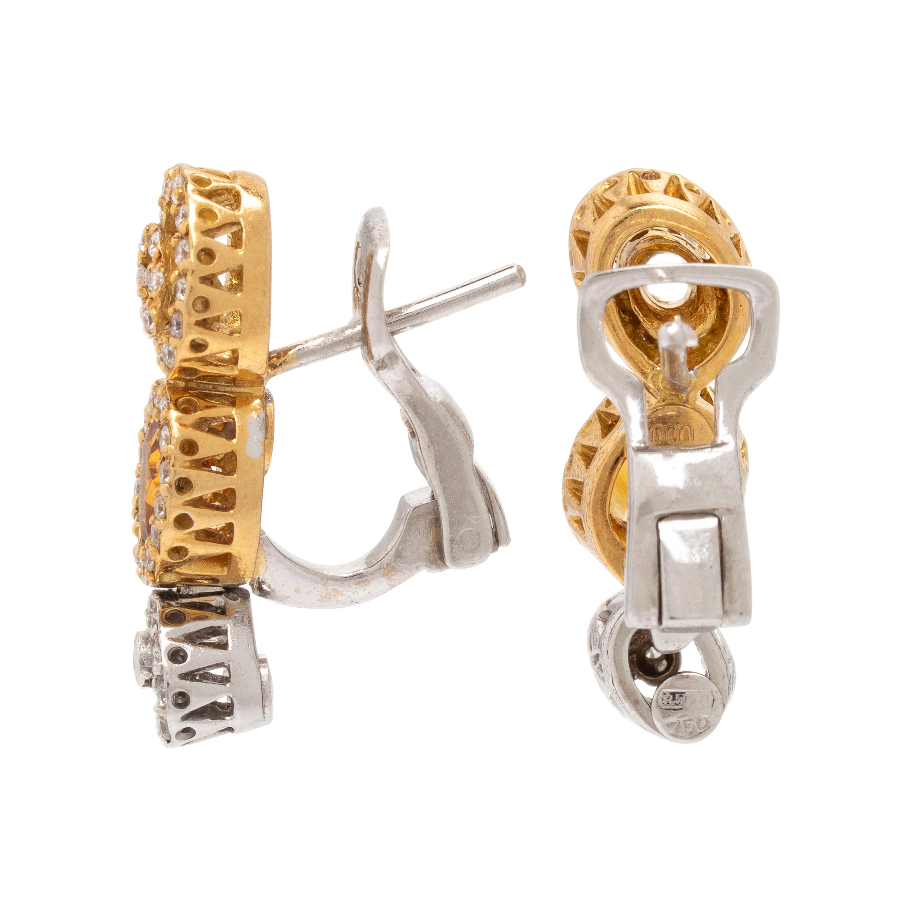 Ponte Vecchio Gioelli, Diamond, Citrine, and Bicolor Gold Earrings