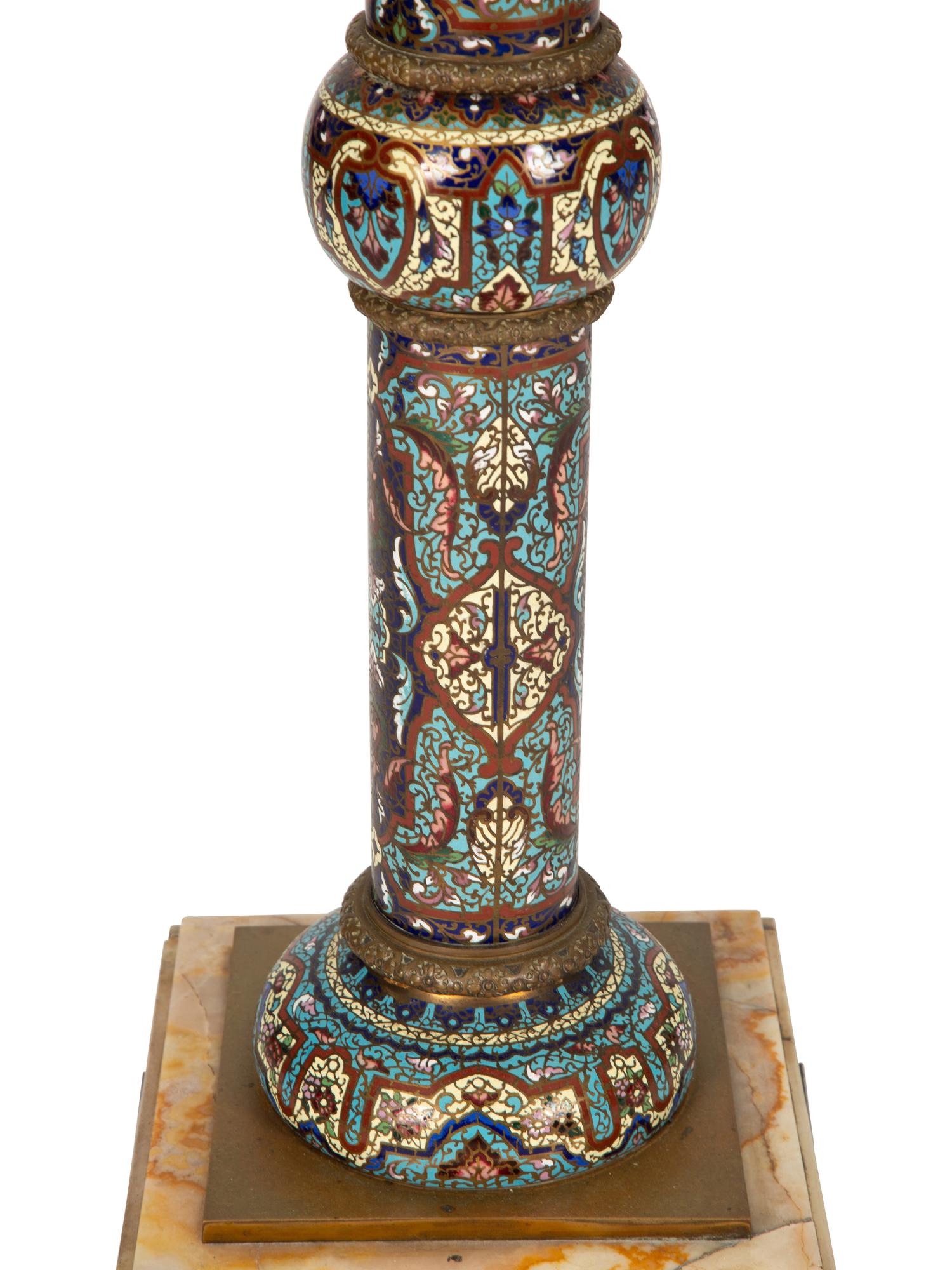 A French Champleve Enamel and Onyx Pedestal