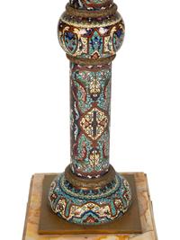 A French Champleve Enamel and Onyx Pedestal