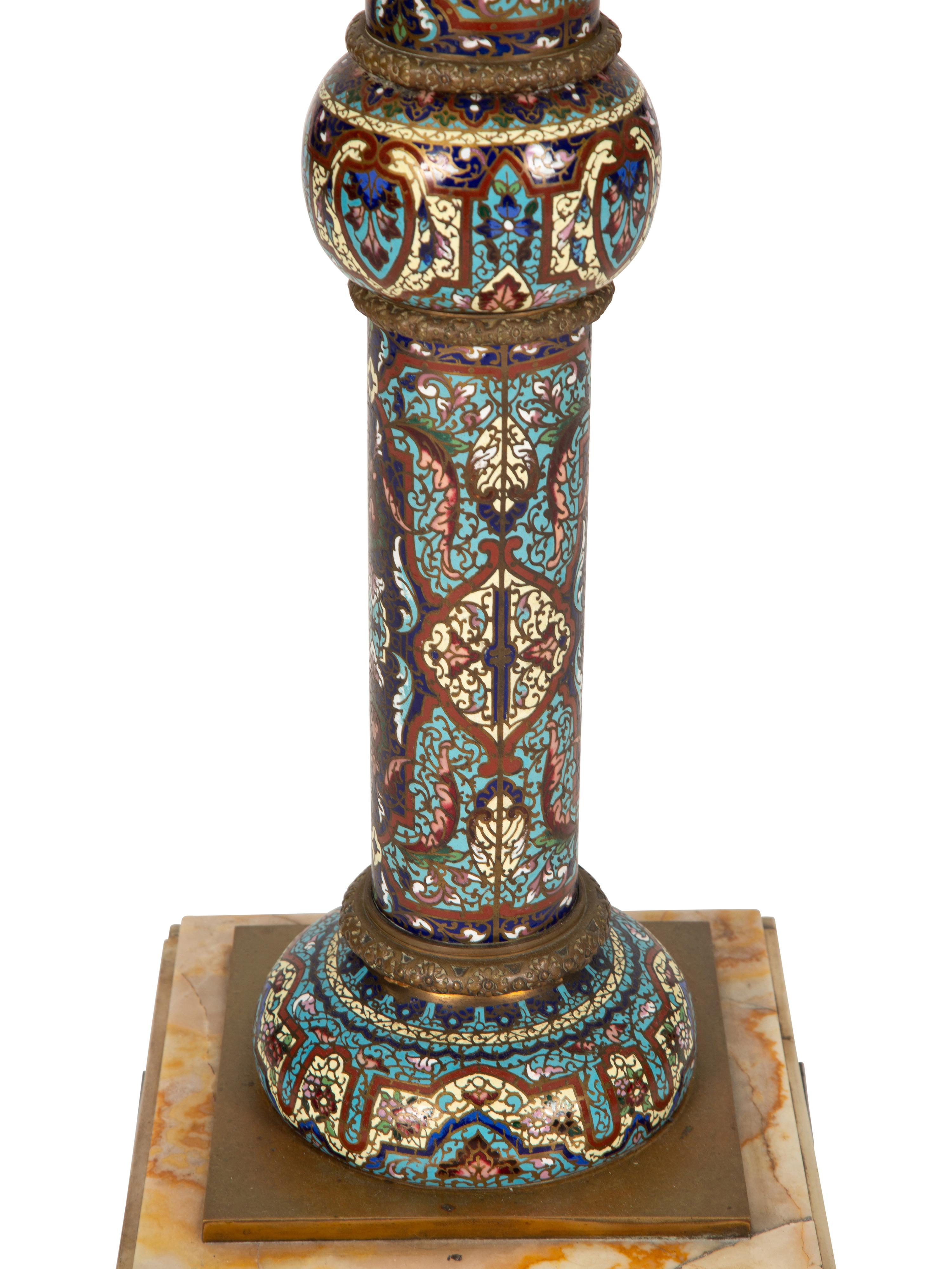 A French Champleve Enamel and Onyx Pedestal