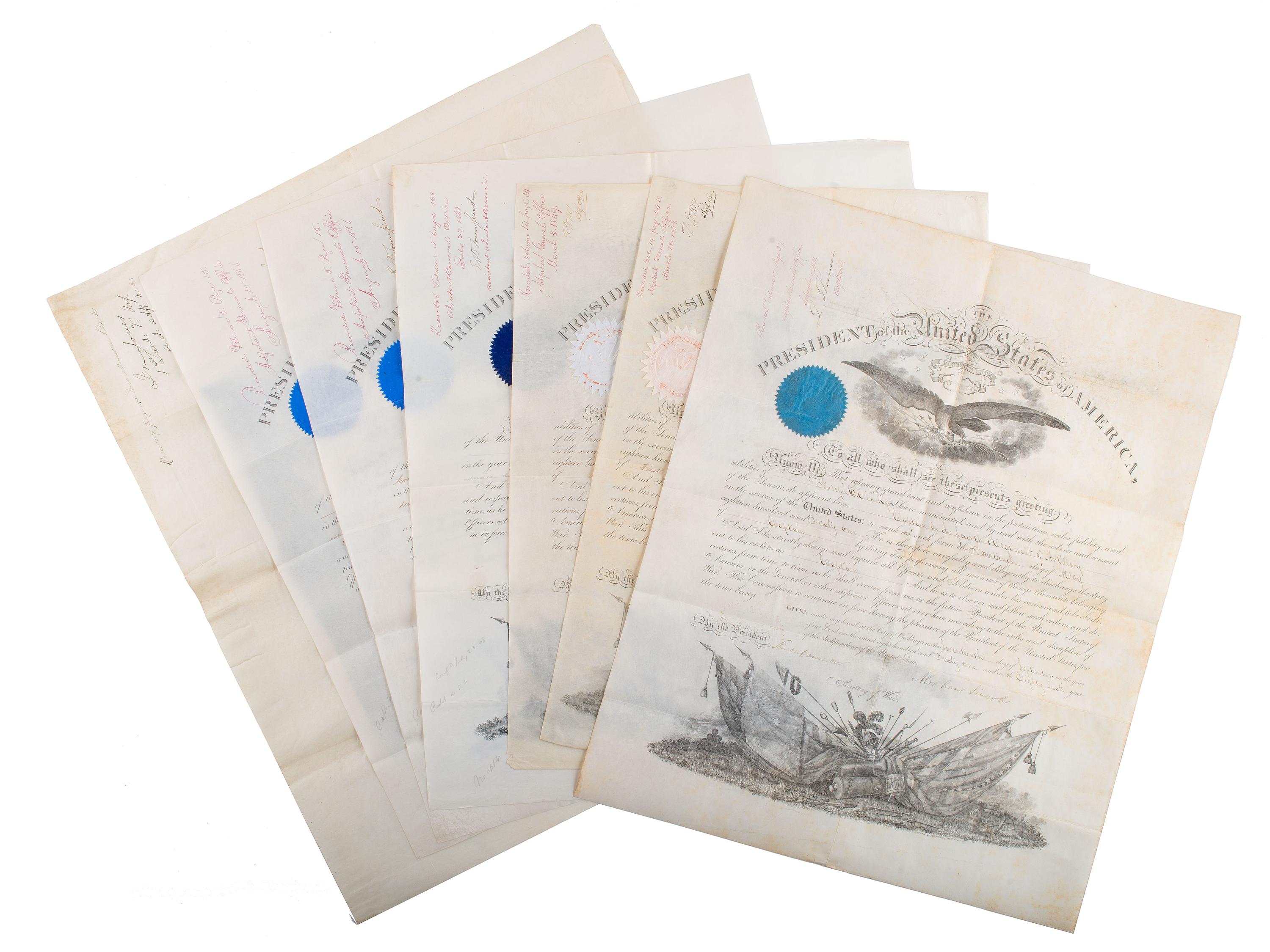 [WESTERN AMERICANA -- CIVIL WAR -- LINCOLN]. Papers of Captain Joseph Claypoole Clark, 4th US Light Artillery, Battery E, WIA Antietam, including frontier and Civil War correspondence, photography, and appointment signed by Lincoln as President.
