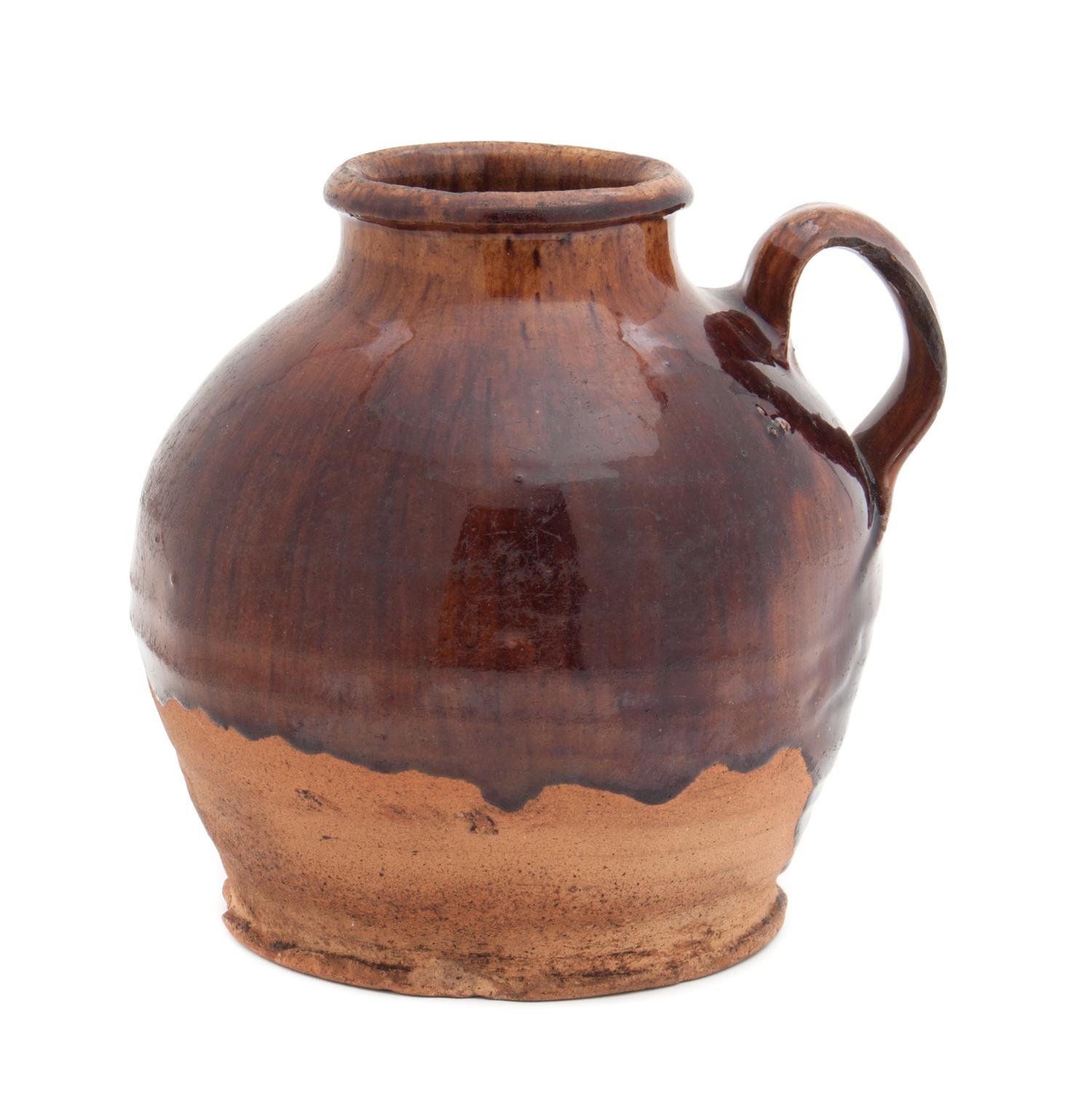 An English Brown Slipware Honey Pot Height 6 1/2 inches. — CIRCA 1780