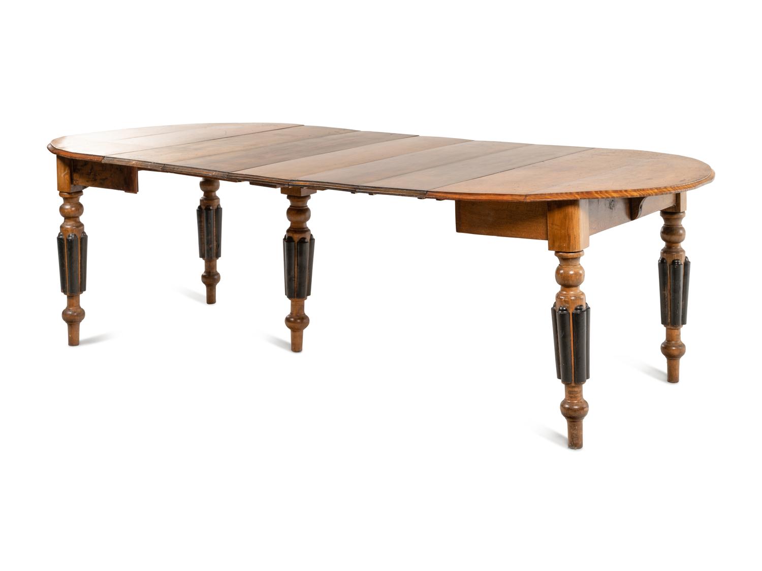 A Parcel Ebonized Maple Extension Dining Table