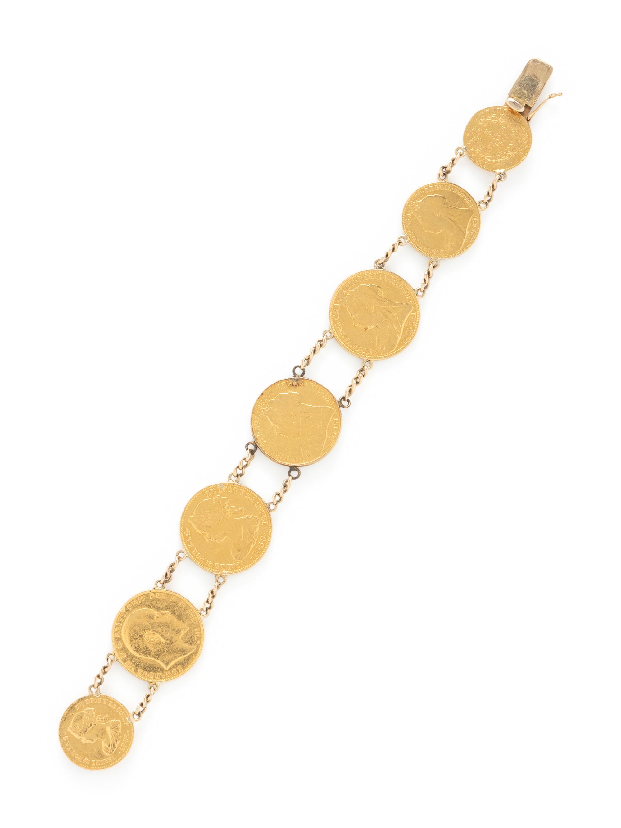 YELLOW GOLD COIN BRACELET