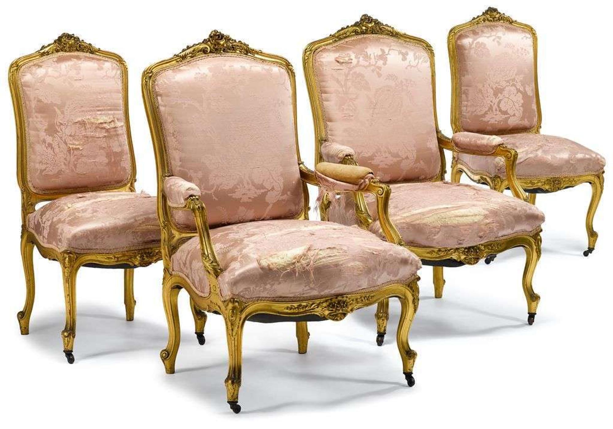 Louis XV-style carved giltwood salon suite 1850-1900