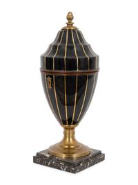 A Brass Mounted Penshell Urn
