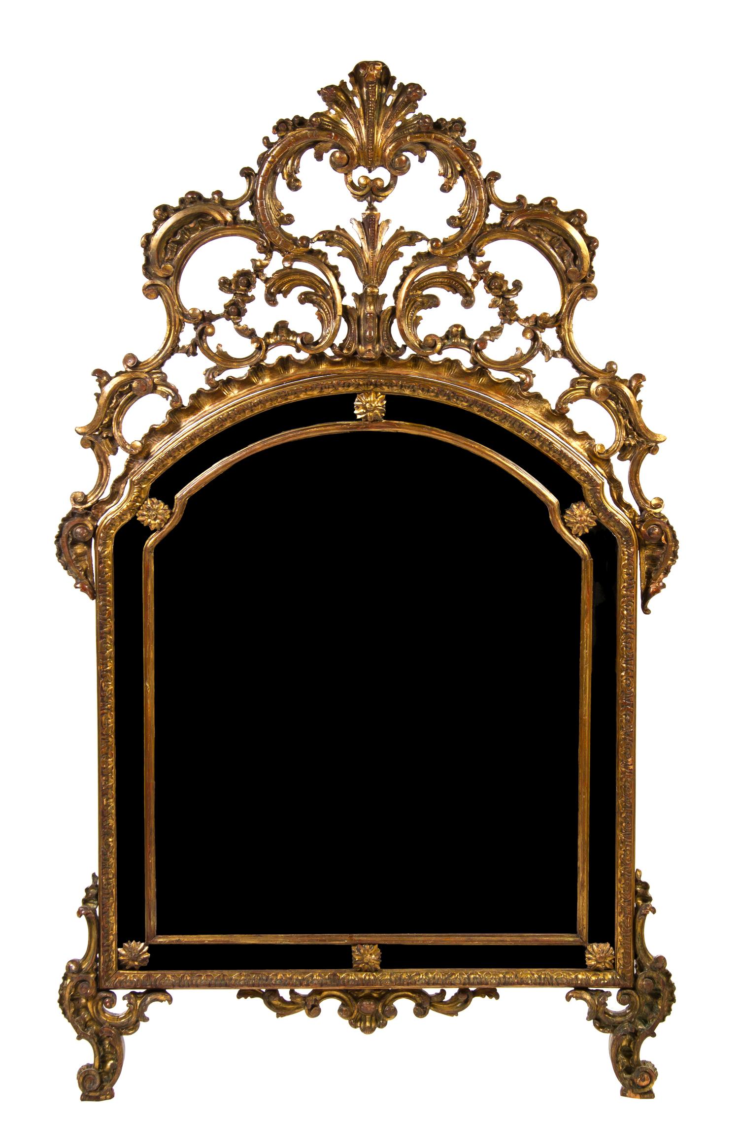 A Louis XV Style Giltwood Pier Mirror, Height 76 1/2 x width 40 inches.