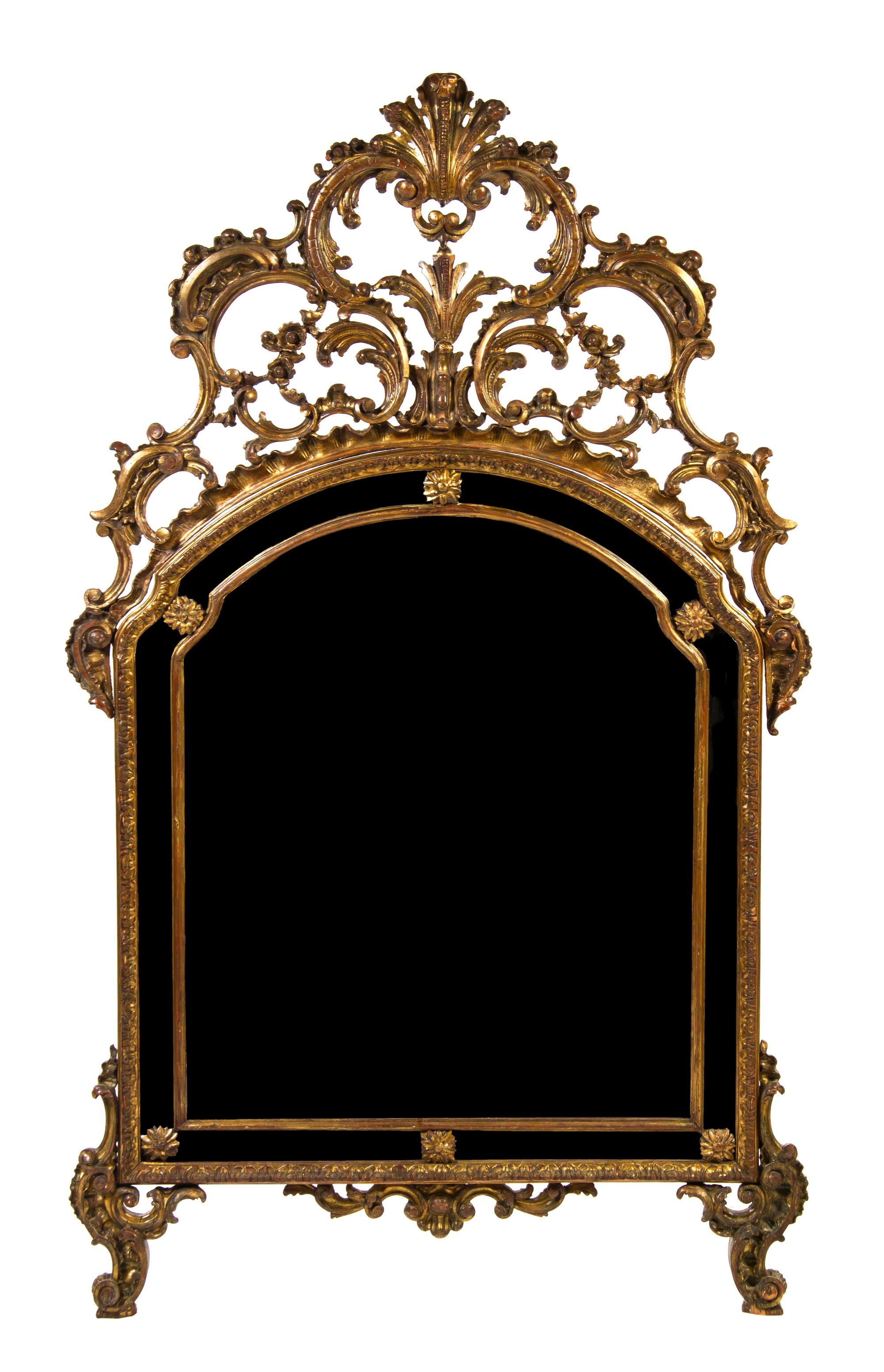 A Louis XV Style Giltwood Pier Mirror, Height 76 1/2 x width 40 inches.