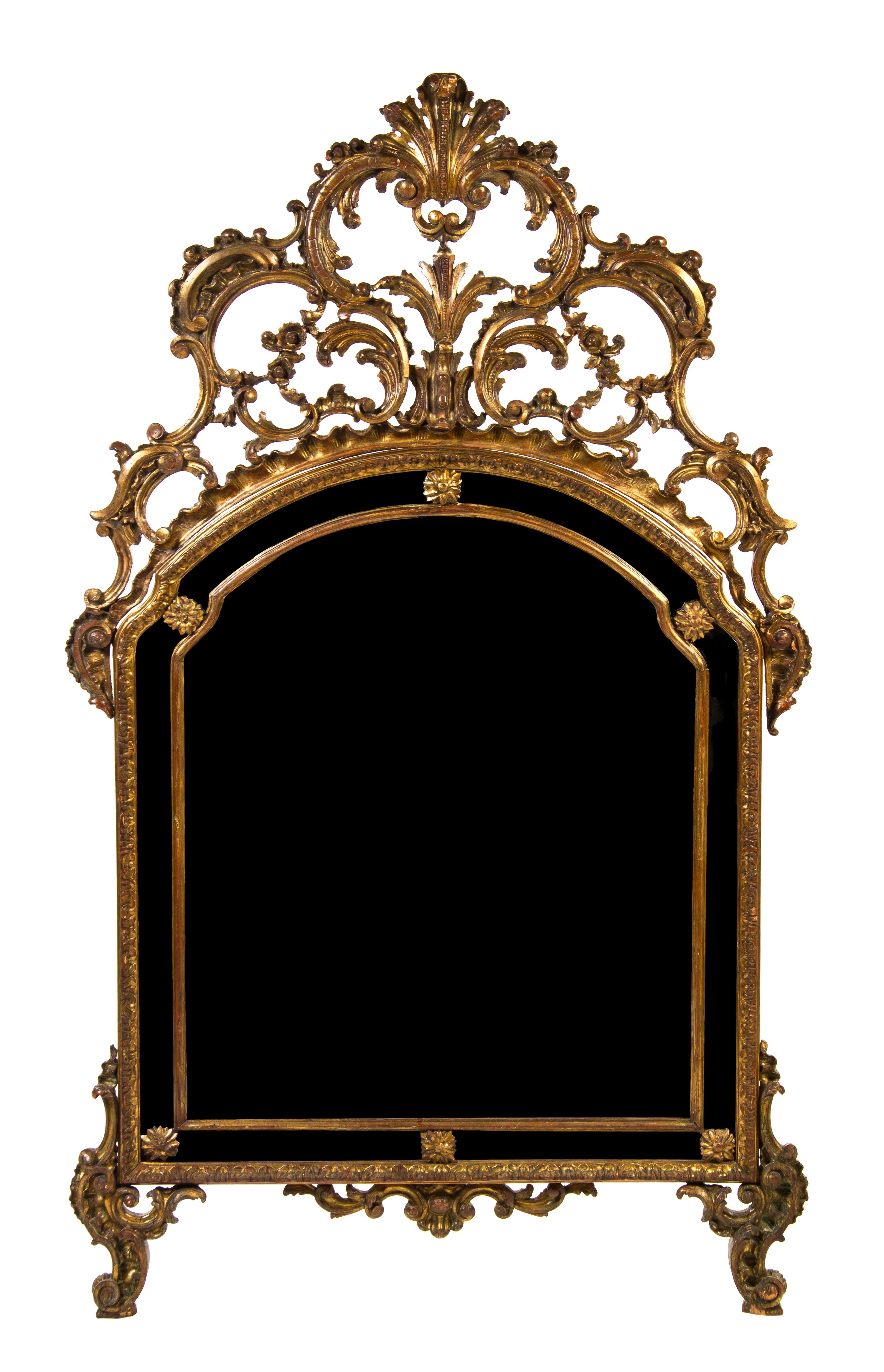 A Louis XV Style Giltwood Pier Mirror, Height 76 1/2 x width 40 inches.