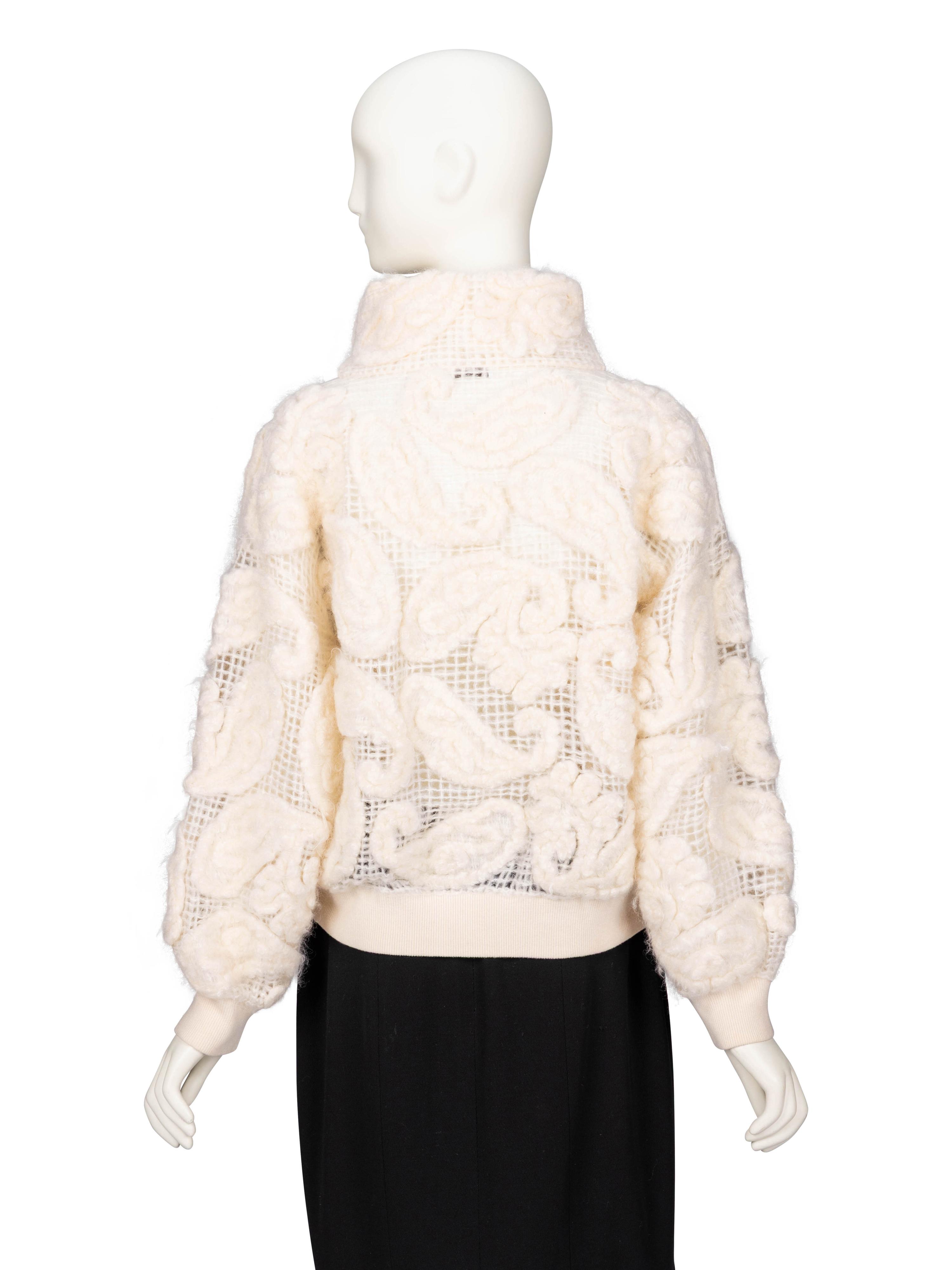 Brunello Cucinelli, Cream Open-Weave & Felted Jacket