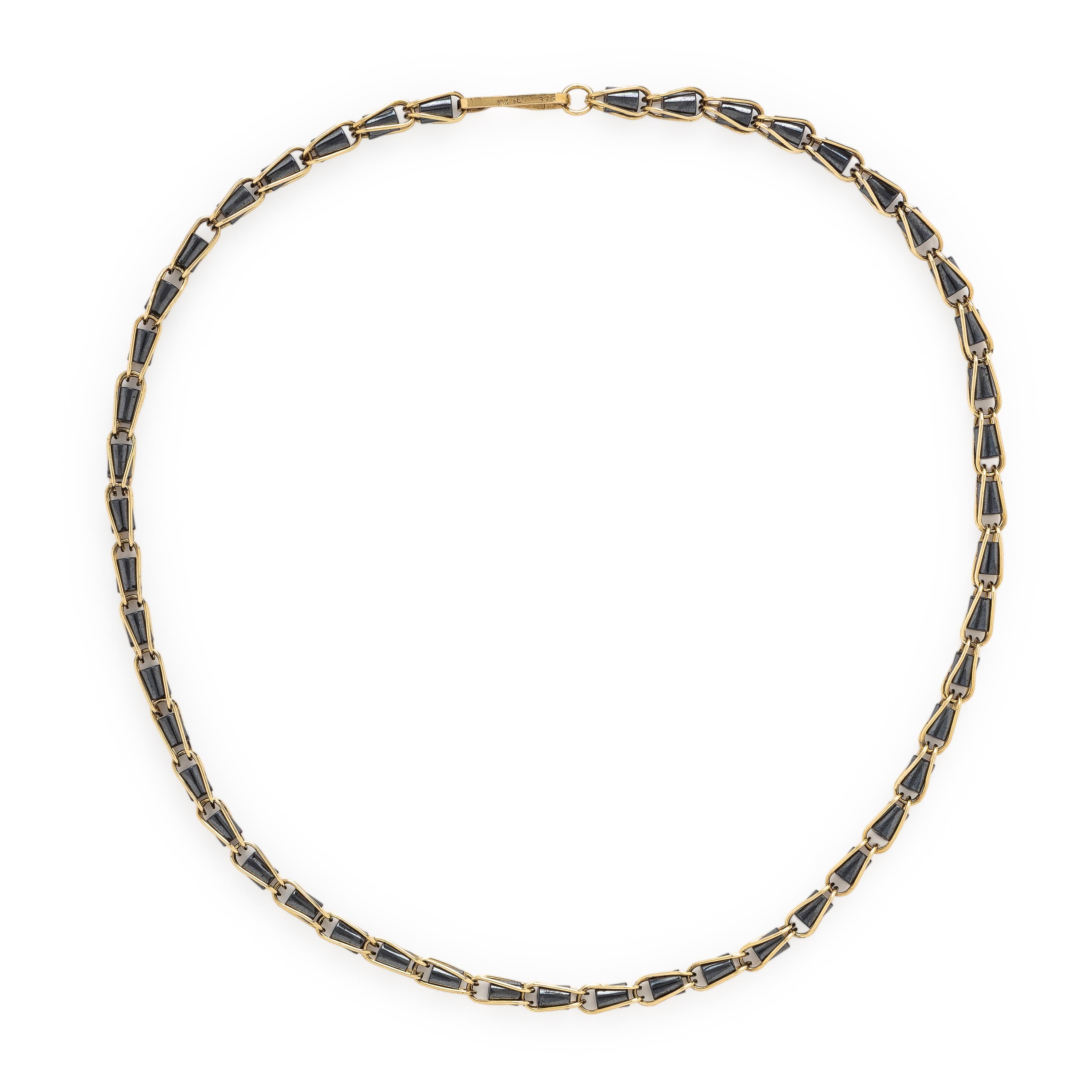 Hematite and Yellow Gold Necklace