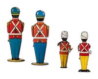 Four Tin Lithograph Windup Toy Soldiers with Drums