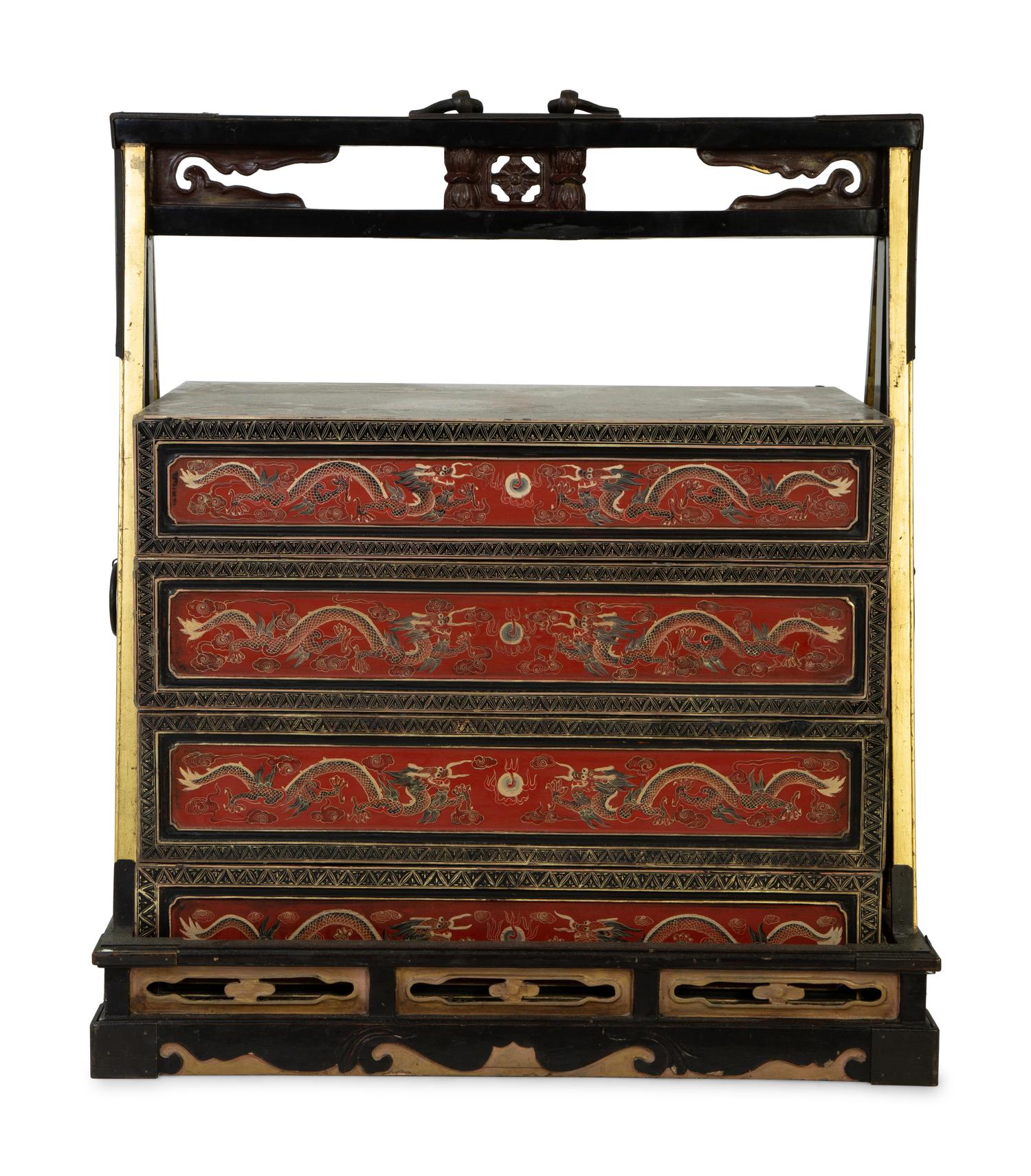 A Chinese Painted and Lacquer Marriage Chest — EARLY 20TH CENTURY