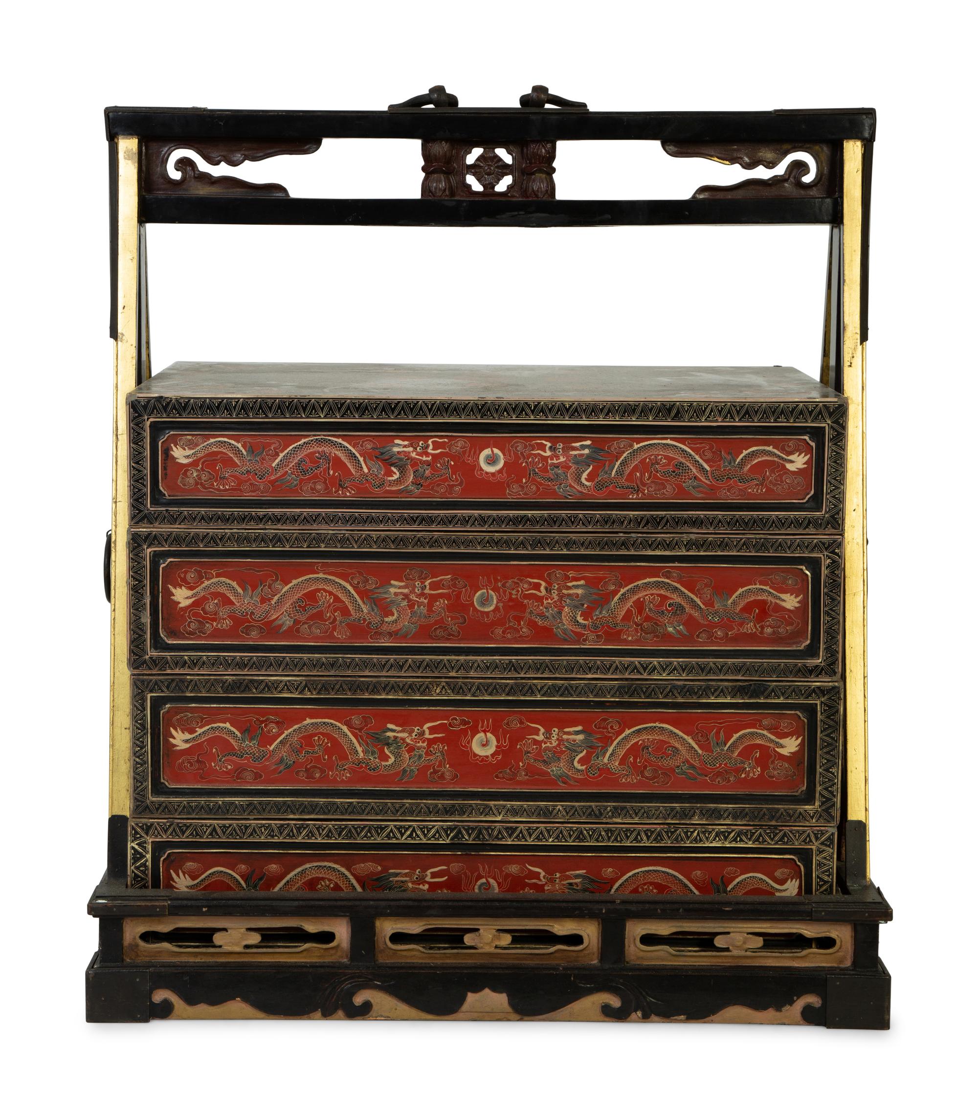 A Chinese Painted and Lacquer Marriage Chest — EARLY 20TH CENTURY