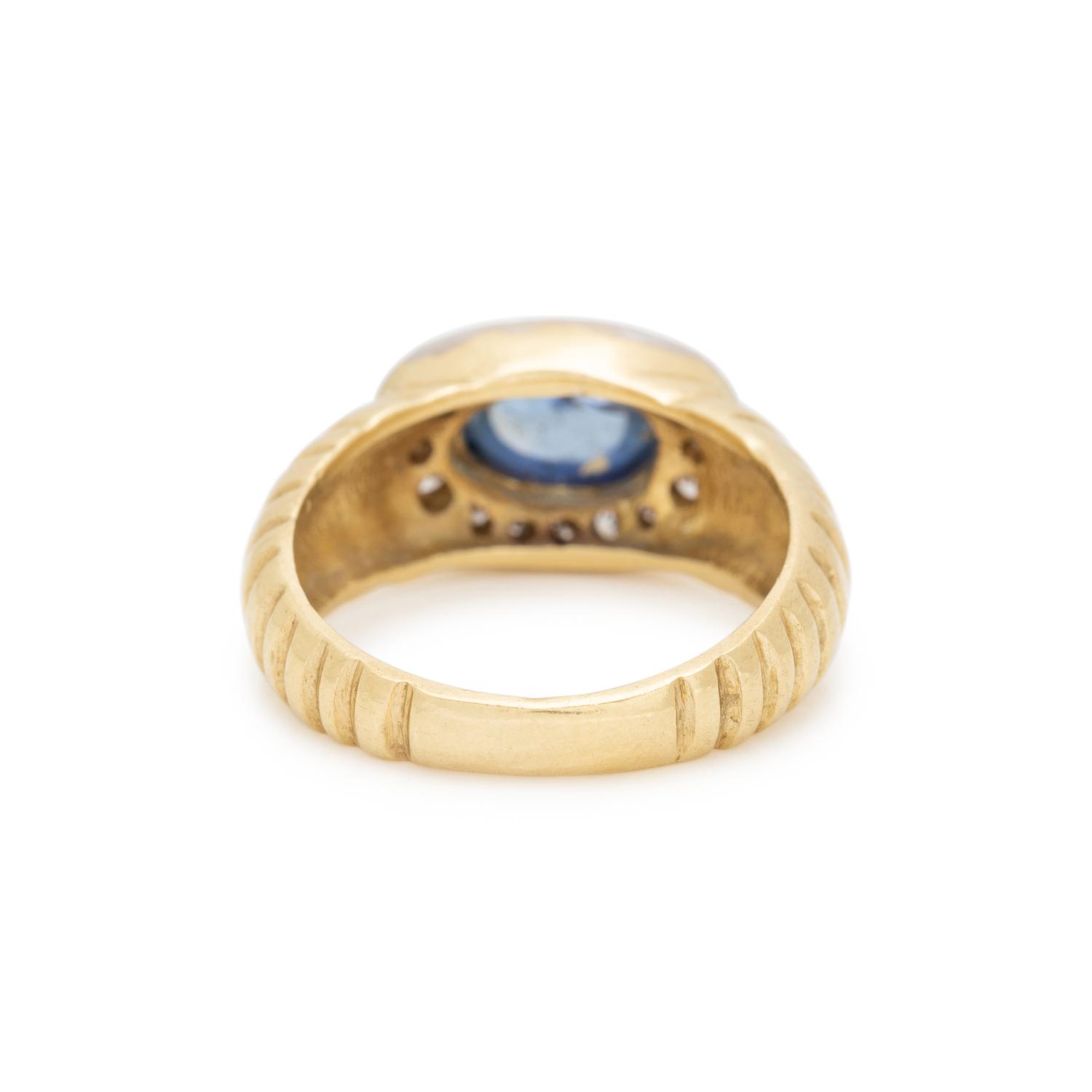 YELLOW GOLD, SAPPHIRE, AND DIAMOND RING