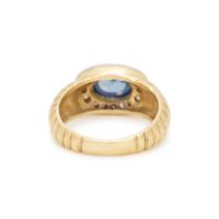 YELLOW GOLD, SAPPHIRE, AND DIAMOND RING