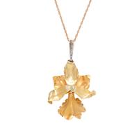 Yellow Gold, Diamond, and Cultured Pearl Flower Pendant Necklace