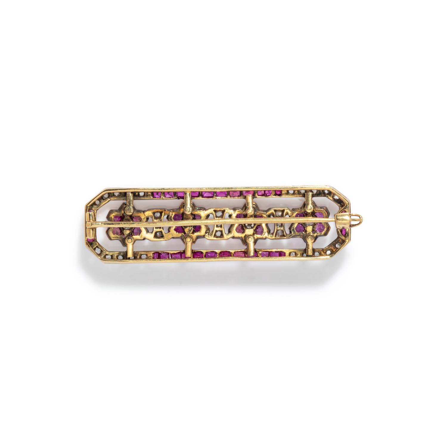 ANTIQUE, RUBY AND DIAMOND BROOCH