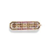 ANTIQUE, RUBY AND DIAMOND BROOCH