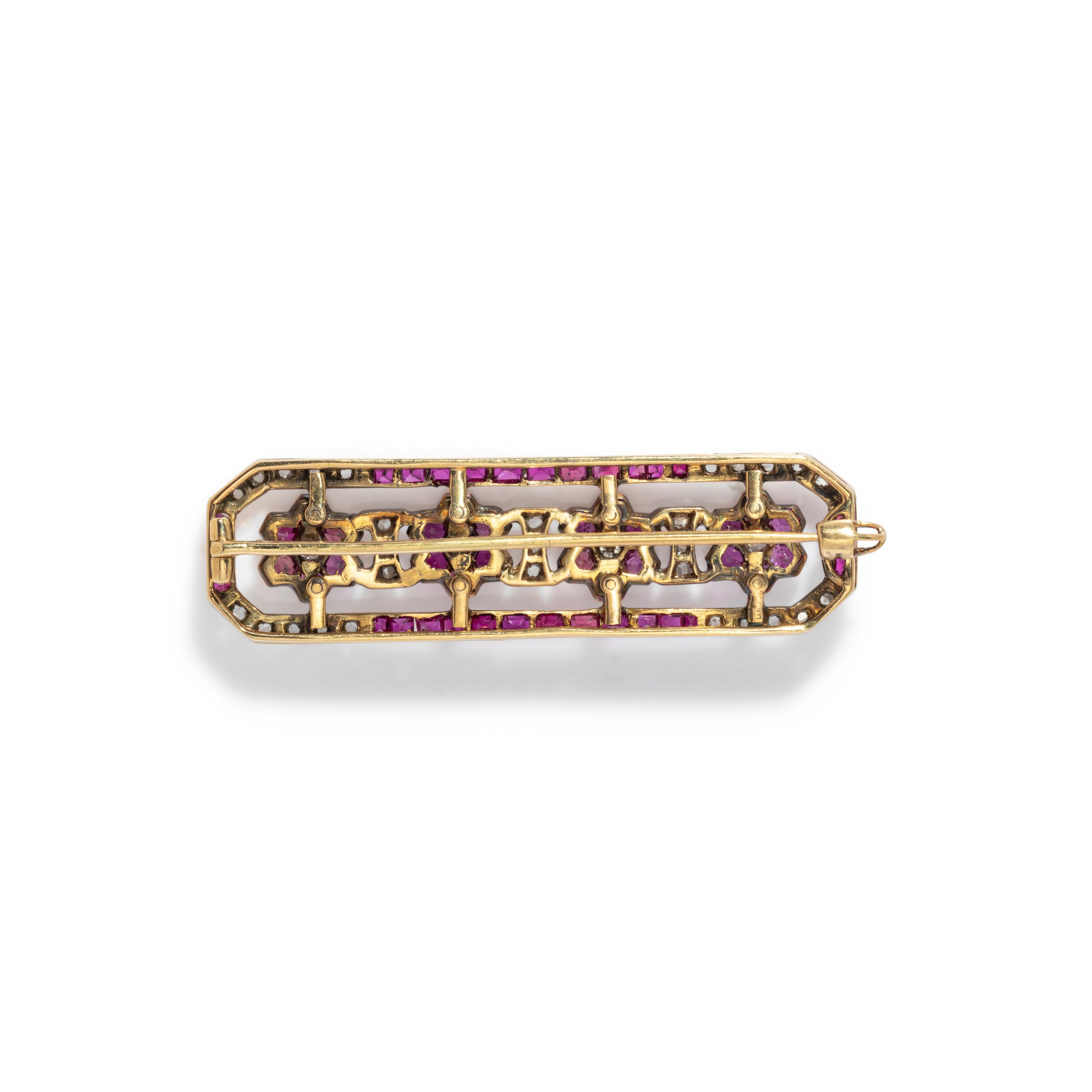 ANTIQUE, RUBY AND DIAMOND BROOCH