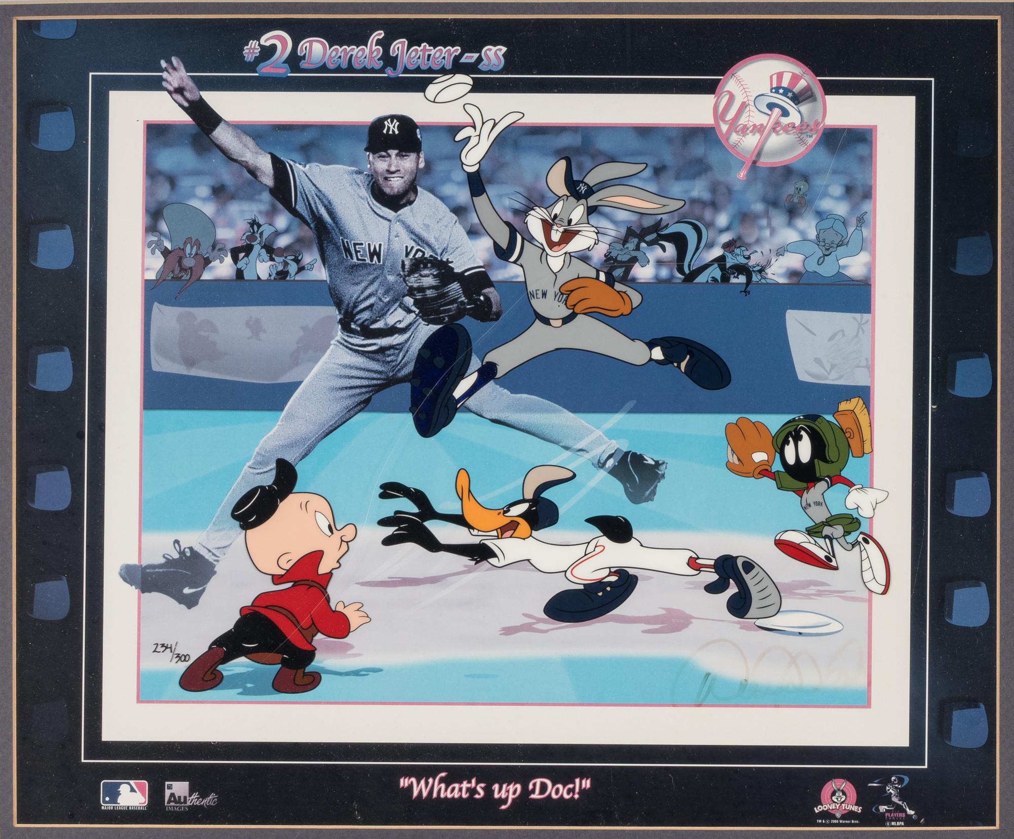 A Derek Jeter Signed Autograph "What's Up Doc!" Looney Tunes Cel,