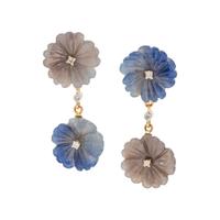 SAPPHIRE AND DIAMOND FLOWER EARRINGS