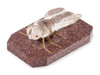 A Porphyry Mounted Gilt-Metal and Glass Insect Model