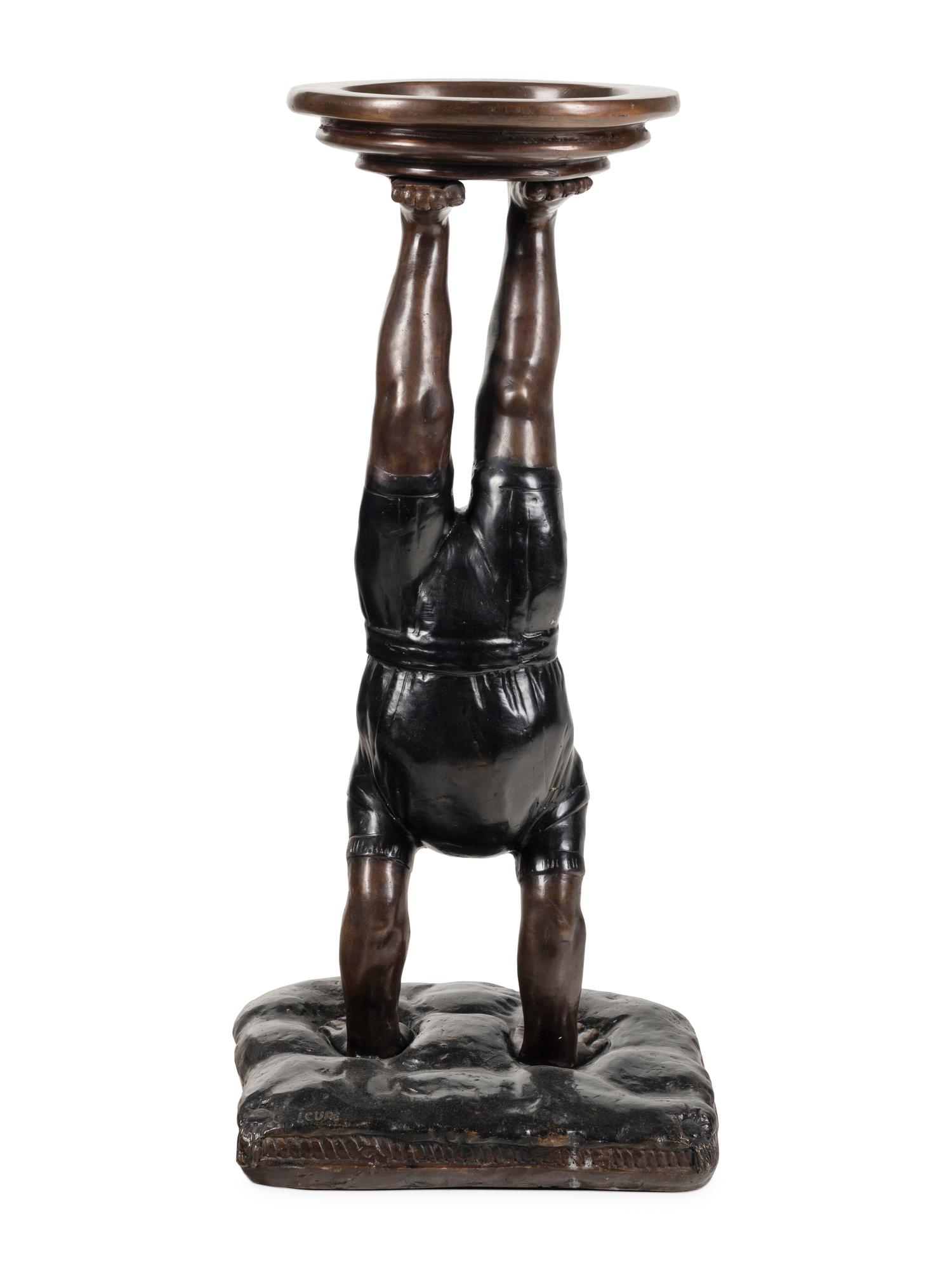 A Bronze Acrobat-Form Pedestal