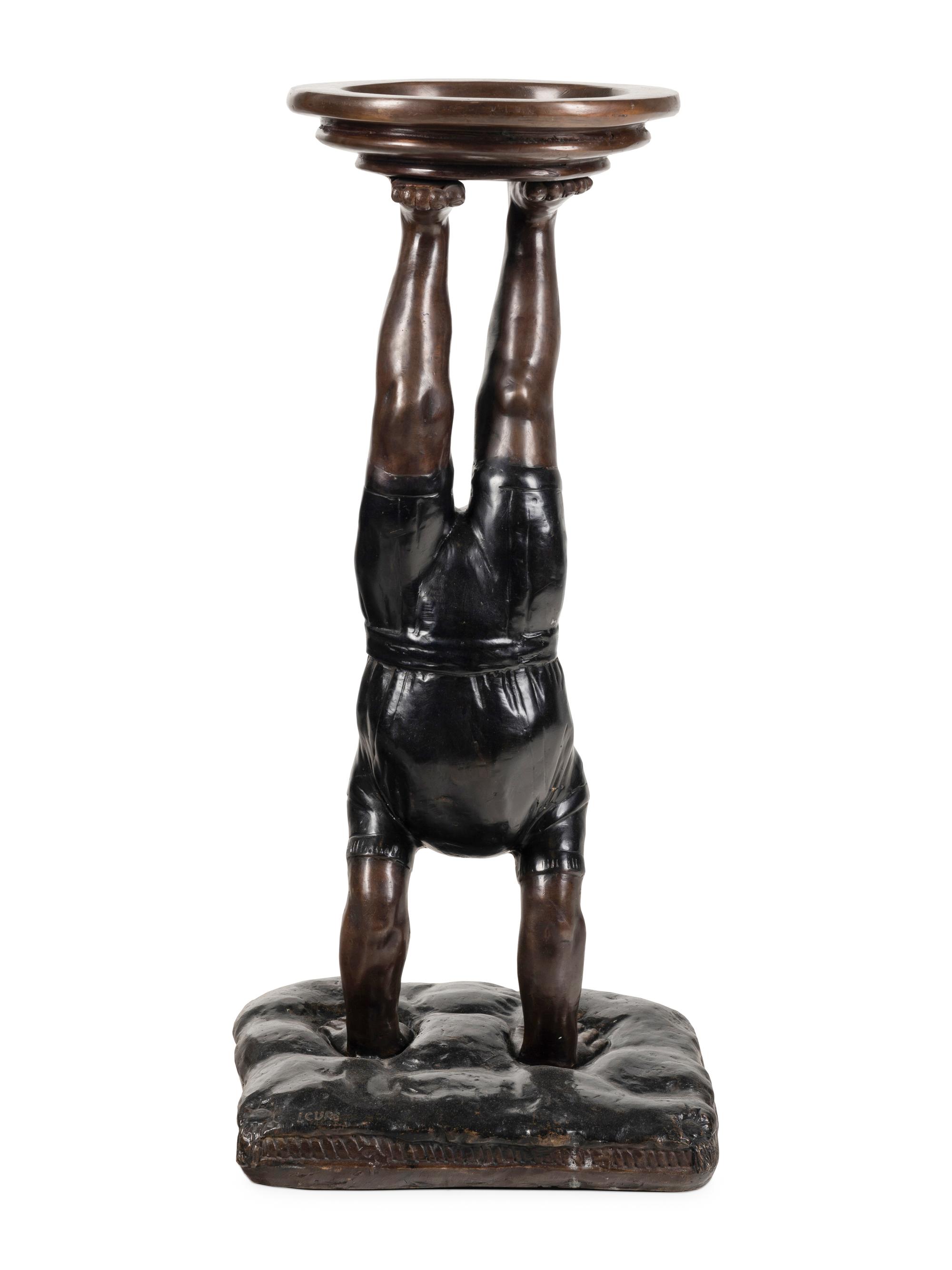A Bronze Acrobat-Form Pedestal
