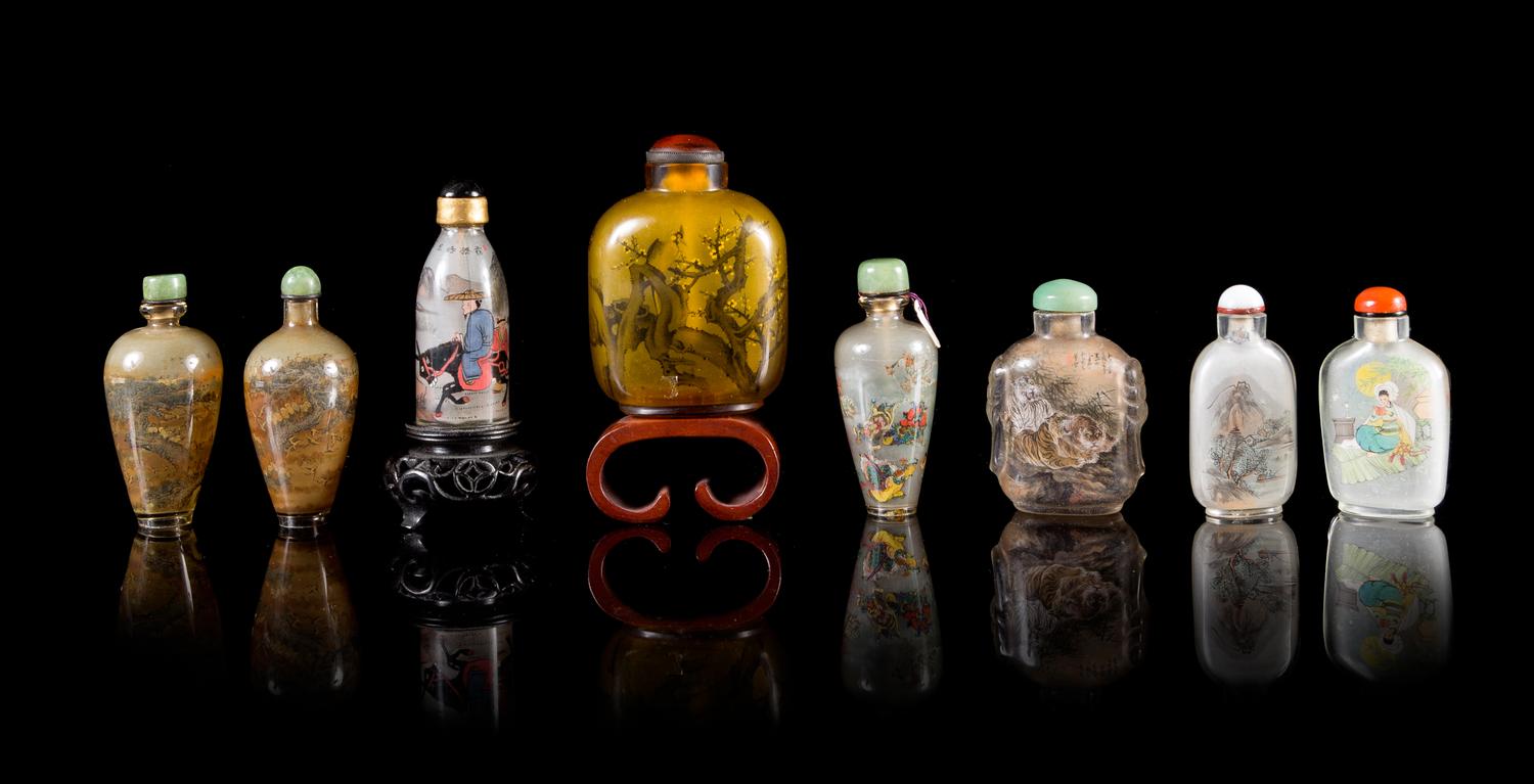 Eight Inside Painted Glass Snuff Bottles — 19TH-20TH CENTURY