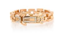 A Retro Rose Gold, Platinum and Diamond Wristwatch, Cord, 37.20 dwts.