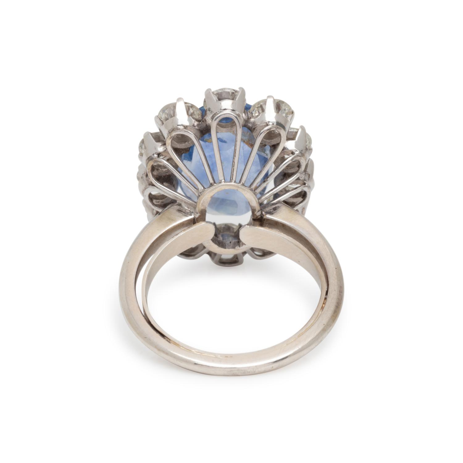 UNHEATED CEYLON SAPPHIRE AND DIAMOND RING