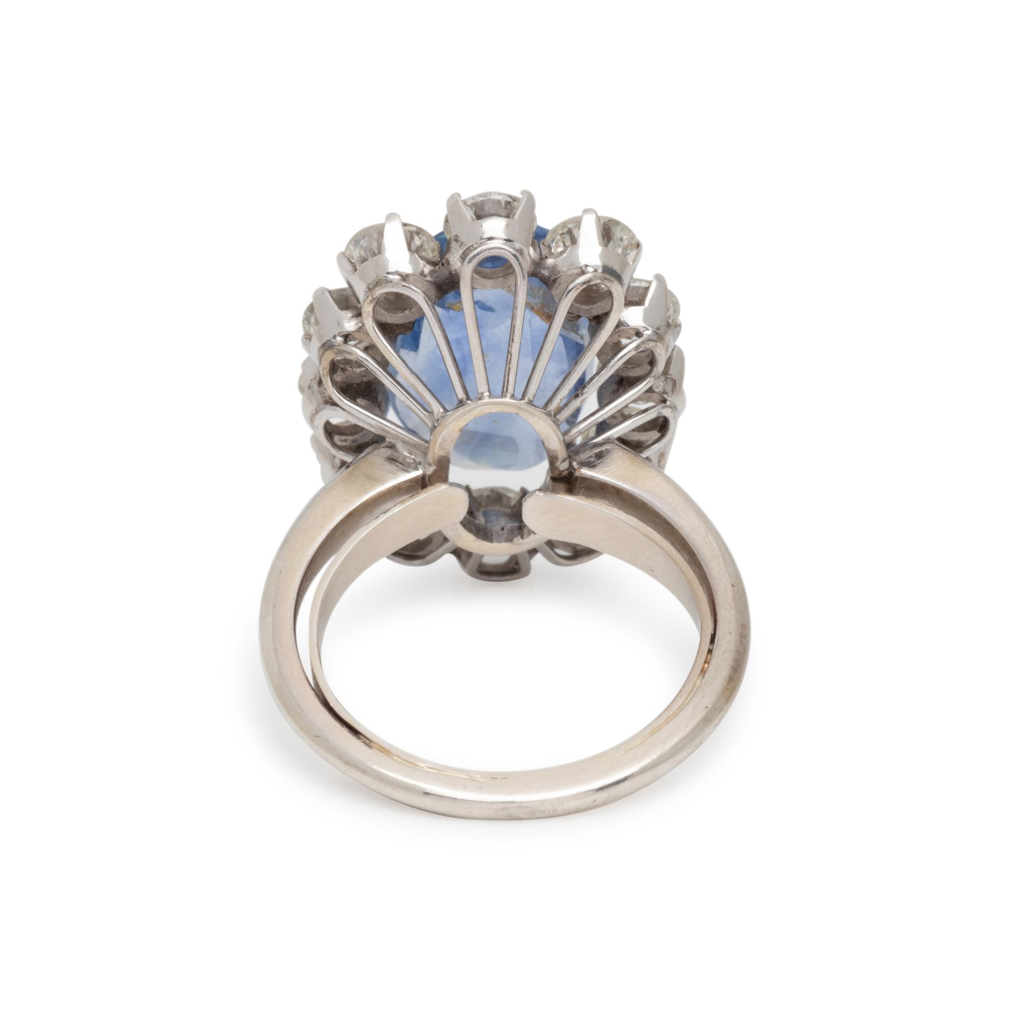 UNHEATED CEYLON SAPPHIRE AND DIAMOND RING