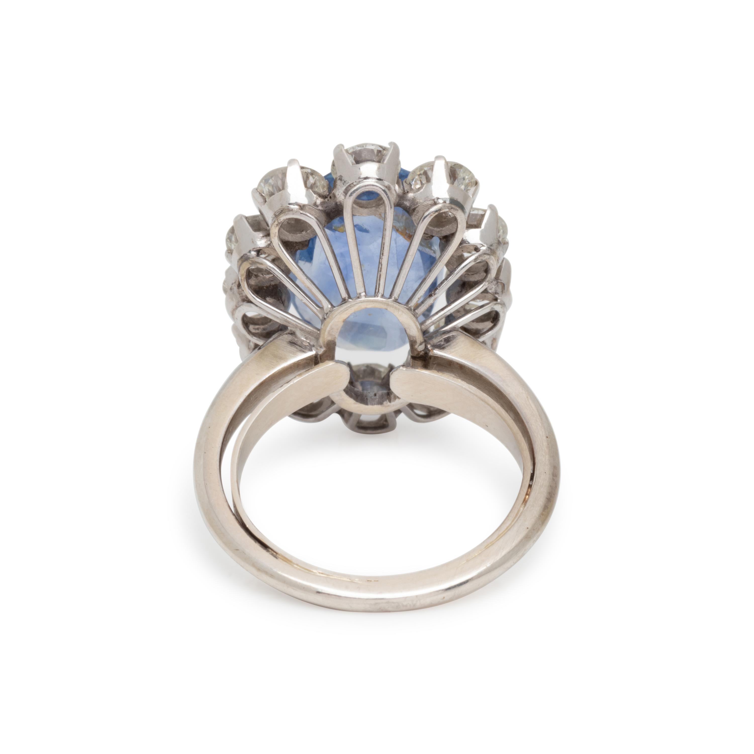 UNHEATED CEYLON SAPPHIRE AND DIAMOND RING
