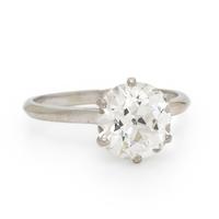 Diamond and White Gold Solitaire Ring