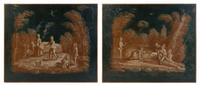 A Pair of Continental Painted Panels 30 1/2 x 36 5/8 inches.