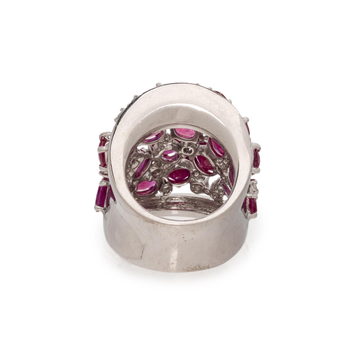 RUBY, DIAMOND, AND WHITE GOLD RING