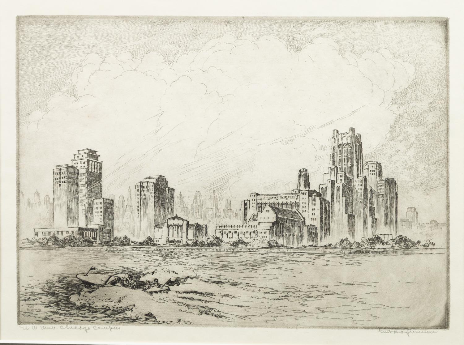 [ARCHITECTURE]. A group of 11 drypoint etchings by James Swann, Leon Pescheret, Chester S. Danforth and others.