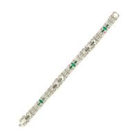 Art Deco, Diamond and Emerald Bracelet