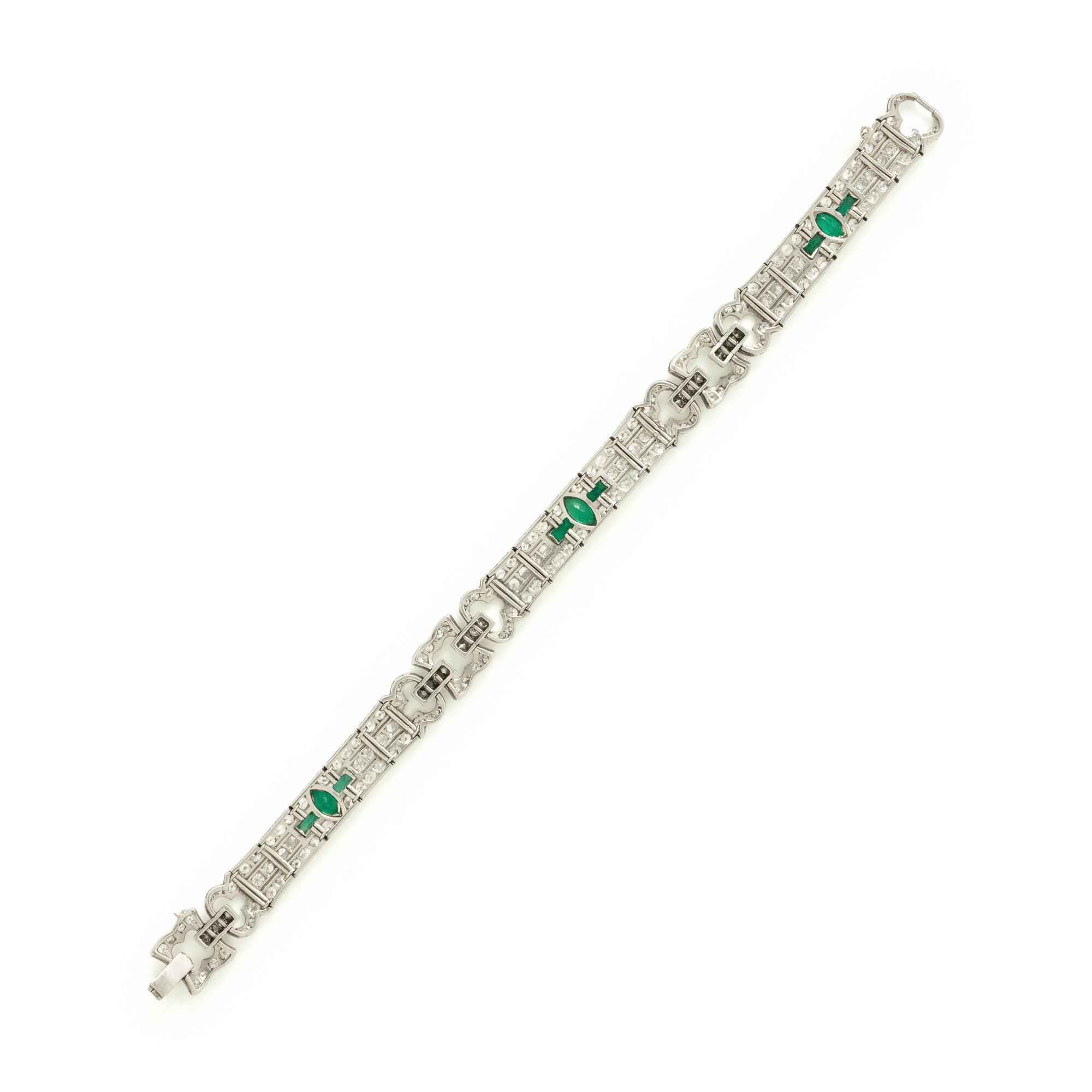 Art Deco, Diamond and Emerald Bracelet