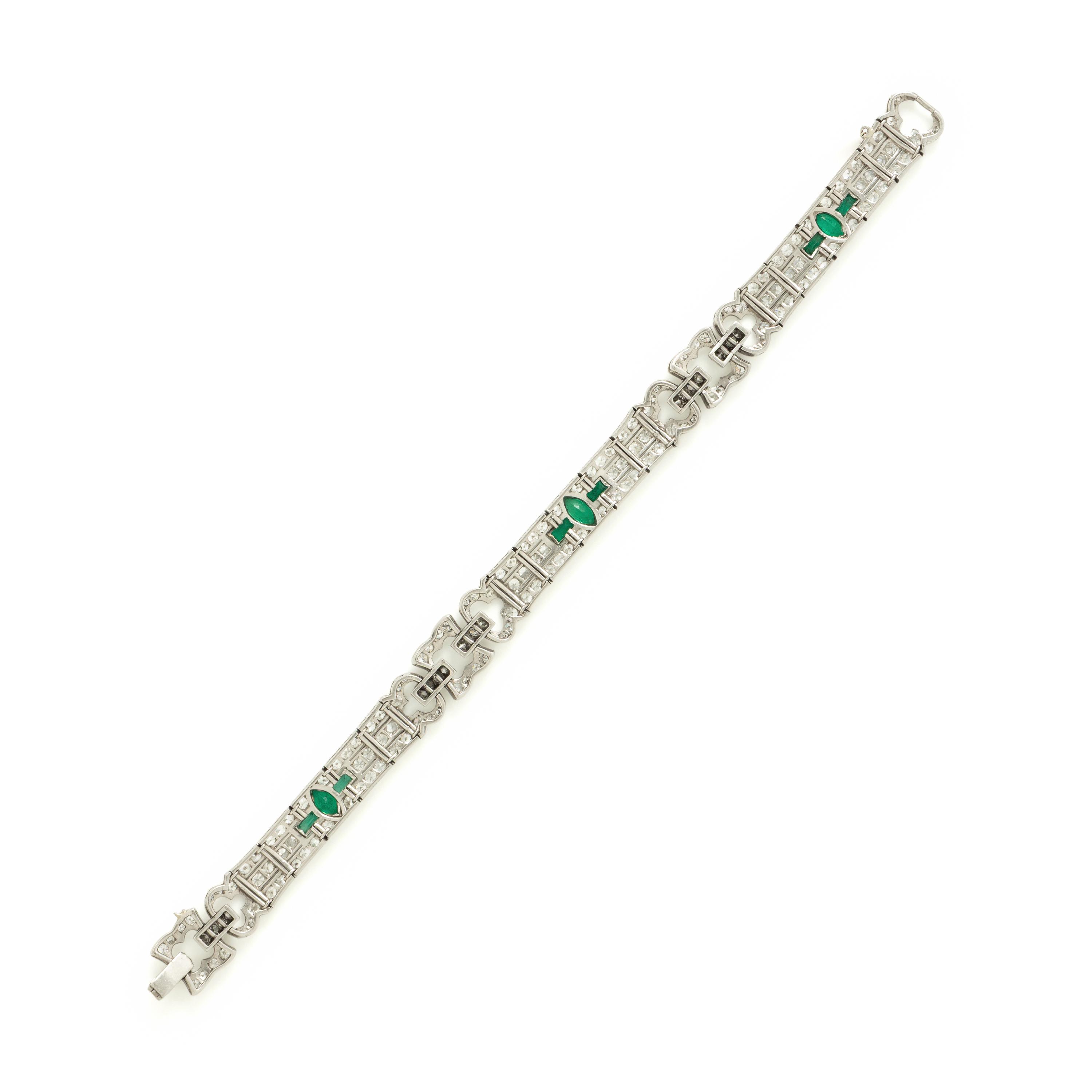 Art Deco, Diamond and Emerald Bracelet