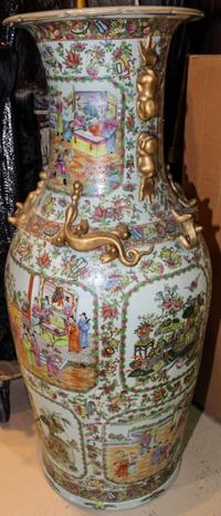 A Large Chinese Rose Medallion Porcelain Vase Height 43 1/2 x diameter 19 inches. — 20TH CENTURY