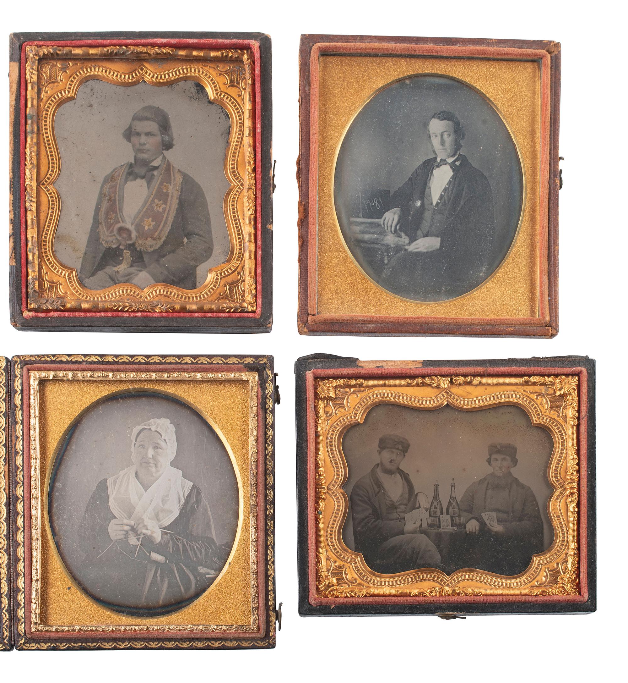 [EARLY PHOTOGRAPHY]. 11 wet plate images featuring interesting and unusual props and poses.